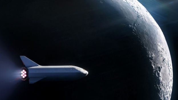 Phi thuyền BFR có khả năng chuyên chở người bay vòng quanh Mặt trăng. Ảnh: SpaceX.